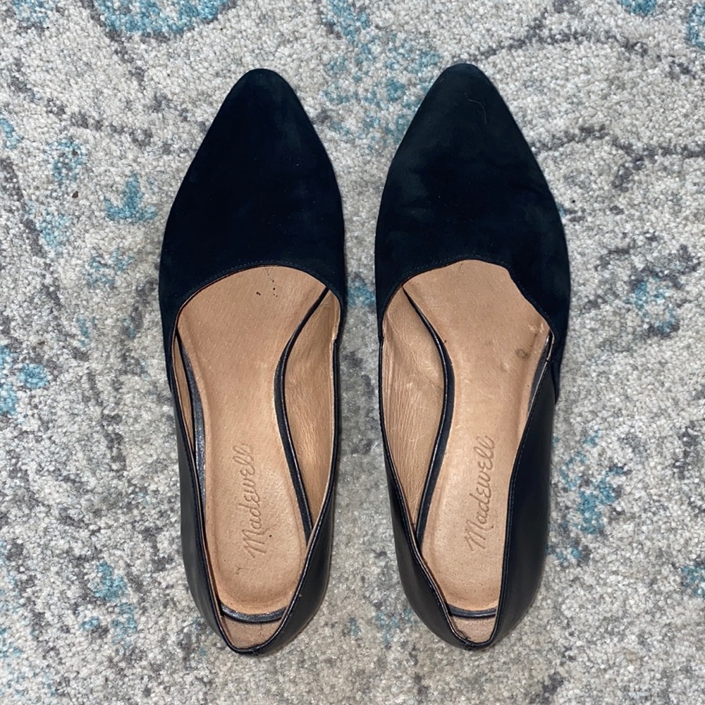 Madewell Black Leather & Suede Flats Size 6.5